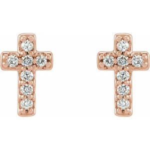 14K Rose .06 CTW Natural Diamond Cross Earrings - BN & CO JEWELRY