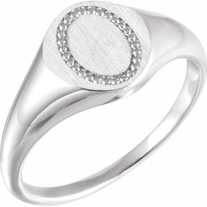 Sterling Silver 10x8 mm Oval Beaded Signet Ring - BN & CO JEWELRY