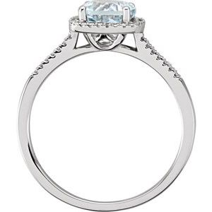 Sterling Silver Natural Aquamarine & .01 CTW Natural Diamond Ring - BN & CO JEWELRY