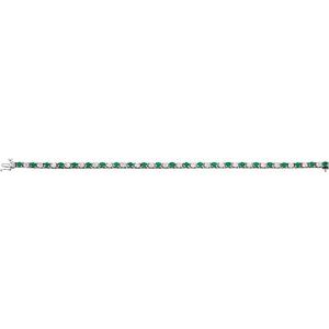 Platinum Natural Emerald & 2 1/3 CTW Natural Diamond Line 7" Bracelet - BN & CO JEWELRY
