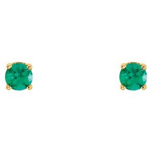 14K Yellow Imitation Emerald Youth Earrings - BN & CO JEWELRY