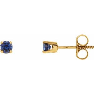14K Yellow Imitation Blue Sapphire Youth Earrings - BN & CO JEWELRY