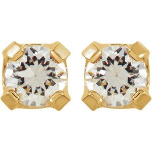 14K Yellow 2 mm Imitation White Cubic Zirconia Inverness® Piercing Earrings - BN & CO JEWELRY