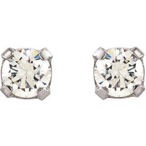 Stainless Steel 2 mm Imitation White Cubic Zirconia Inverness® Piercing Earrings - BN & CO JEWELRY