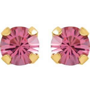 14K Yellow Imitation Pink Tourmaline Inverness® Piercing Earrings - BN & CO JEWELRY