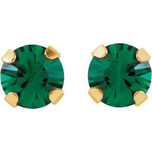 14K Yellow Imitation Emerald Inverness® Piercing Earrings - BN & CO JEWELRY