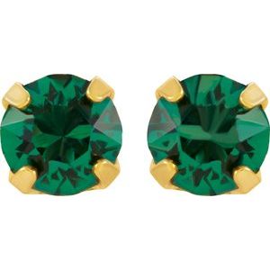 24K Gold-Plated Stainless Steel Imitation Emerald Inverness® Piercing Earrings - BN & CO JEWELRY