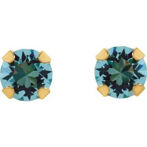 14K Yellow Imitation Aquamarine Inverness® Piercing Earrings - BN & CO JEWELRY