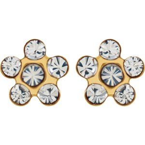 14K Yellow Imitation White Crystal Birthstone Piercing Earrings - BN & CO JEWELRY
