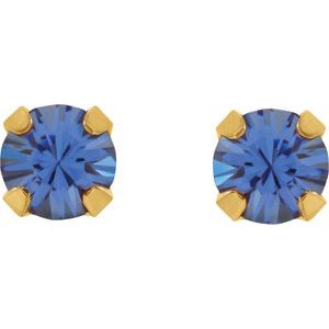 14K Yellow Imitation Blue Sapphire Inverness® Piercing Earrings - BN & CO JEWELRY