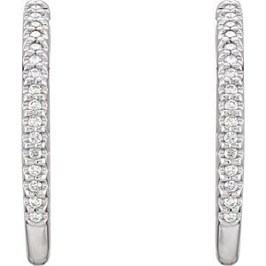 14K White 27.8 mm 1 CTW Natural Diamond Inside-Outside Hoop Earrings - BN & CO JEWELRY