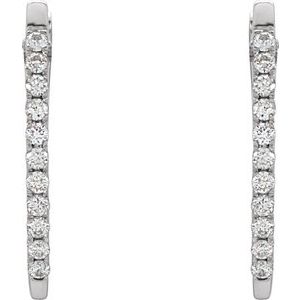 14K White 20 mm 1/3 CTW Natural Diamond Hoop Earrings - BN & CO JEWELRY