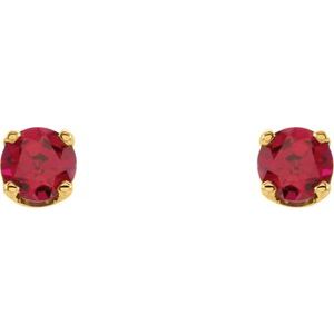14K Yellow Imitation Ruby Youth Earrings - BN & CO JEWELRY