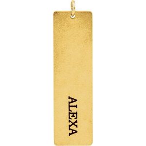 18K Yellow Vermeil 34x10 mm Be Posh® Engravable Rectangle Pendant - BN & CO JEWELRY