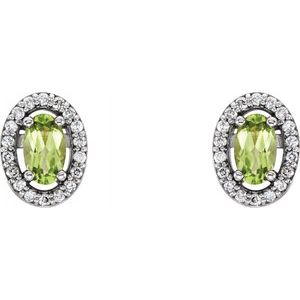 14K White Natural Peridot & .08 CTW Natural Diamond Earrings - BN & CO JEWELRY