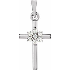 14K White .06 CTW Natural Diamond Cross Pendant - BN & CO JEWELRY