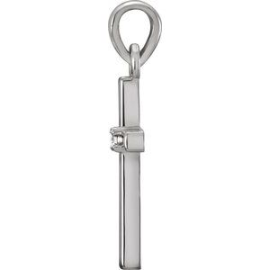 14K White 19.2x9 mm .01 CT Natural Diamond Cross Pendant - BN & CO JEWELRY