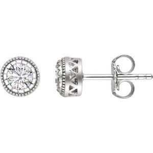 14K White Natural White Sapphire Stud Earrings - BN & CO JEWELRY
