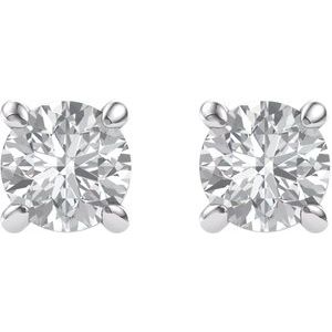14K White 4 mm Round Forever Oneâ„¢ Lab-Grown Moissanite Earrings - BN & CO JEWELRY