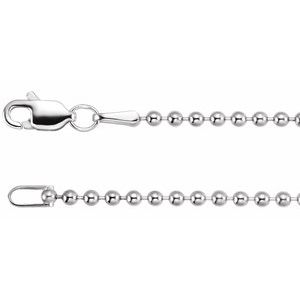 14K White 1.8 mm Hollow Bead 20" Chain - BN & CO JEWELRY