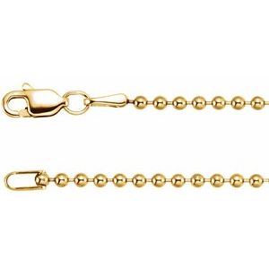 14K Yellow 1.8 mm Hollow Bead 16" Chain - BN & CO JEWELRY