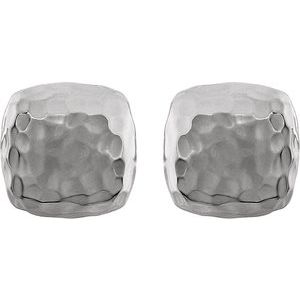 14K White Hammered Square Earrings - BN & CO JEWELRY