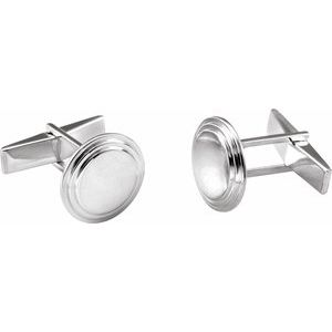 Sterling Silver Posh Mommy® Engravable Round Cuff Links - BN & CO JEWELRY