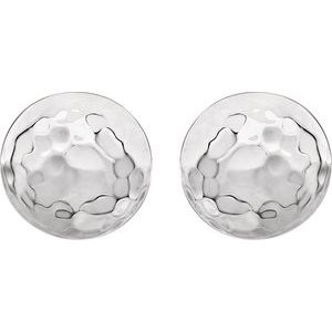 14K White Hammered Disk Earrings - BN & CO JEWELRY