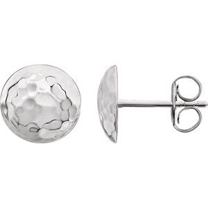 14K White Hammered Disk Earrings - BN & CO JEWELRY