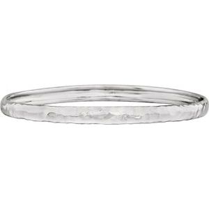 14K White 5.1 mm Hammered Bangle 7 1/2" Bracelet - BN & CO JEWELRY