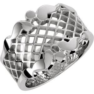 14K White 14.5 mm Latticework Band - BN & CO JEWELRY