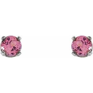 Sterling Silver Imitation Pink Tourmaline Youth Earrings - BN & CO JEWELRY