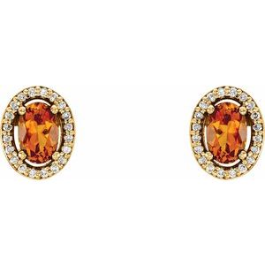 14K Yellow Natural Citrine & 1/10 CTW Natural Diamond Earrings - BN & CO JEWELRY