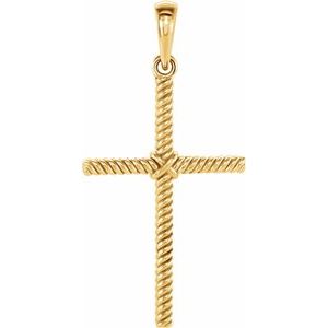 14K Yellow 25.4x16.2 mm Rope Cross Pendant - BN & CO JEWELRY