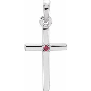 14K White 19.2x9 mm Natural Ruby Cross Pendant - BN & CO JEWELRY