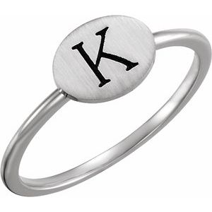 14K White Oval Engravable Ring - BN & CO JEWELRY