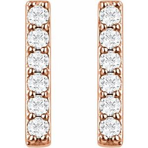 14K Rose 1/10 CTW Lab-Grown Diamond Bar Earrings - BN & CO JEWELRY