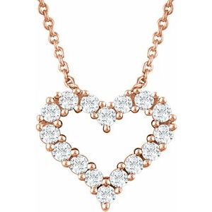 14K Rose 1/4 CTW Natural Diamond Heart 18" Necklace - BN & CO JEWELRY