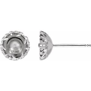 14K White Earring for 7 mm Pearl - BN & CO JEWELRY