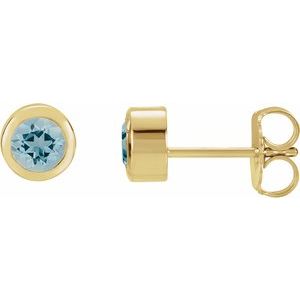 14K Yellow Natural Blue Zircon Bezel-Set Earrings - BN & CO JEWELRY