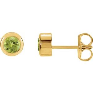 14K Yellow Natural Peridot Bezel-Set Earrings - BN & CO JEWELRY