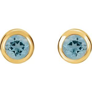 14K Yellow Natural Blue Zircon Bezel-Set Earrings - BN & CO JEWELRY