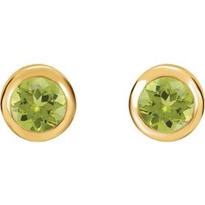 14K Yellow Natural Peridot Bezel-Set Earrings - BN & CO JEWELRY