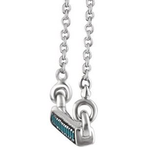 14K White 1/6 CTW Natural Blue Diamond Bar 16-18" Necklace - BN & CO JEWELRY