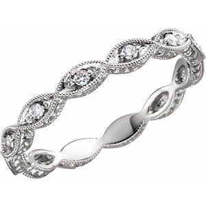 14K White 1/8 CTW Natural Diamond Anniversary Band Size 6 - BN & CO JEWELRY