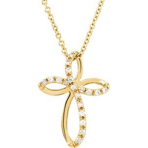 14K Yellow 1/10 CTW Natural Diamond Cross 18" Necklace - BN & CO JEWELRY