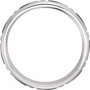 14K White 7 mm Greek Key Pattern Band - BN & CO JEWELRY