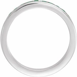 Platinum Natural Emerald Anniversary Band - BN & CO JEWELRY