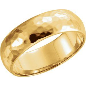 14K Yellow 6 mm Half Round Band with Hammered Texture Size 7 - BN & CO JEWELRY