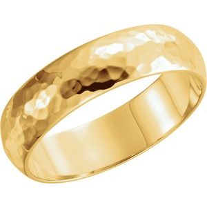 14K Yellow 6 mm Half Round Band with Hammered Texture Size 9 - BN & CO JEWELRY
